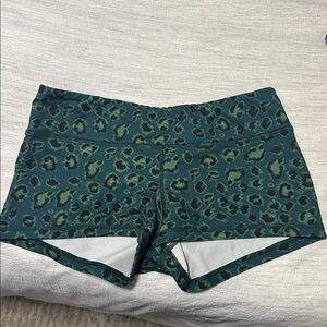 Fleo Green Leopard Athletic Shorts